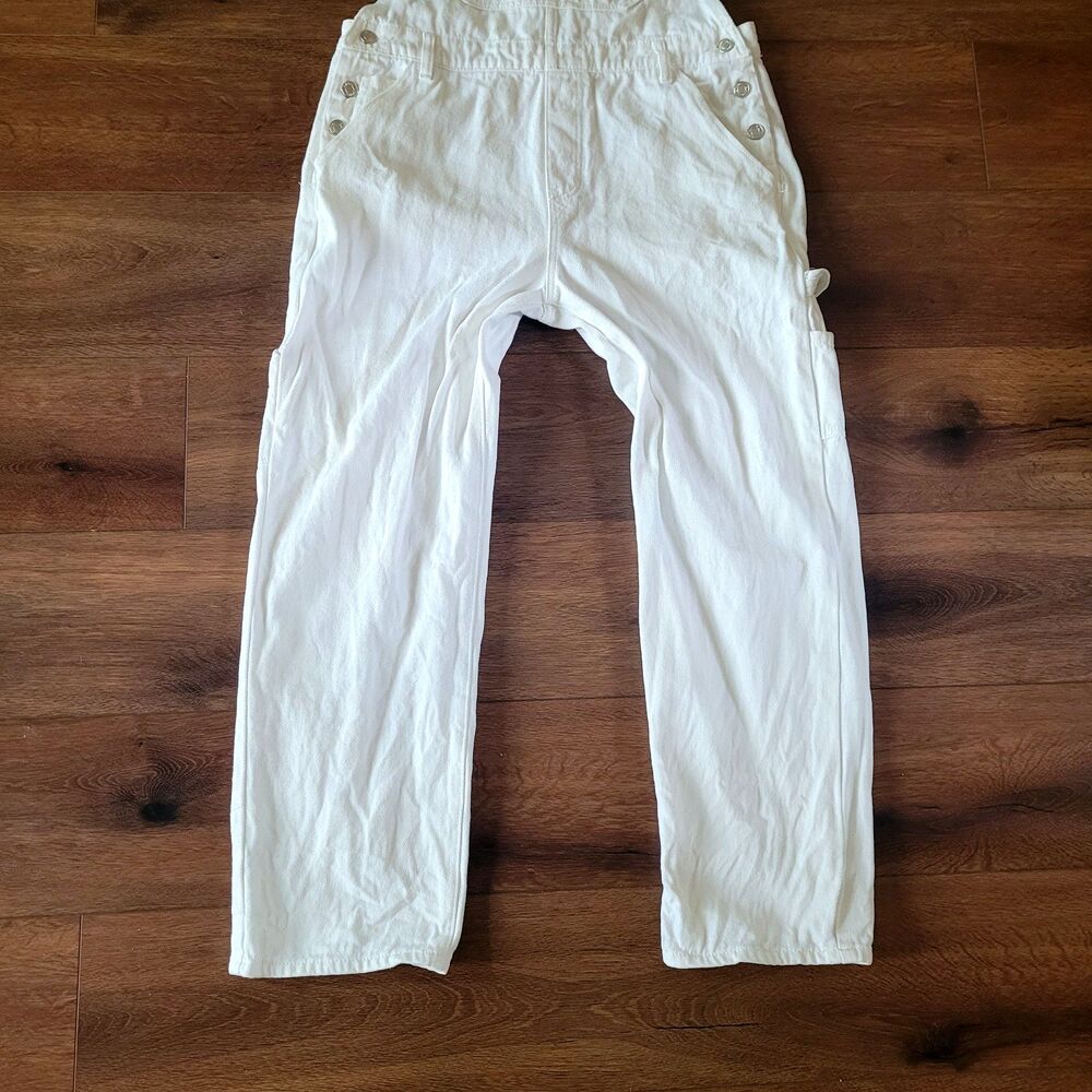 Sybilla Overalls Women Sz 12 EUR 42 White Cotton Carpenter Denim Jean Adj Strap - Picture 7 of 16